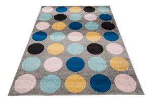 Teppich Lazur Grau Mehrfarbig Geometrisch Kreise