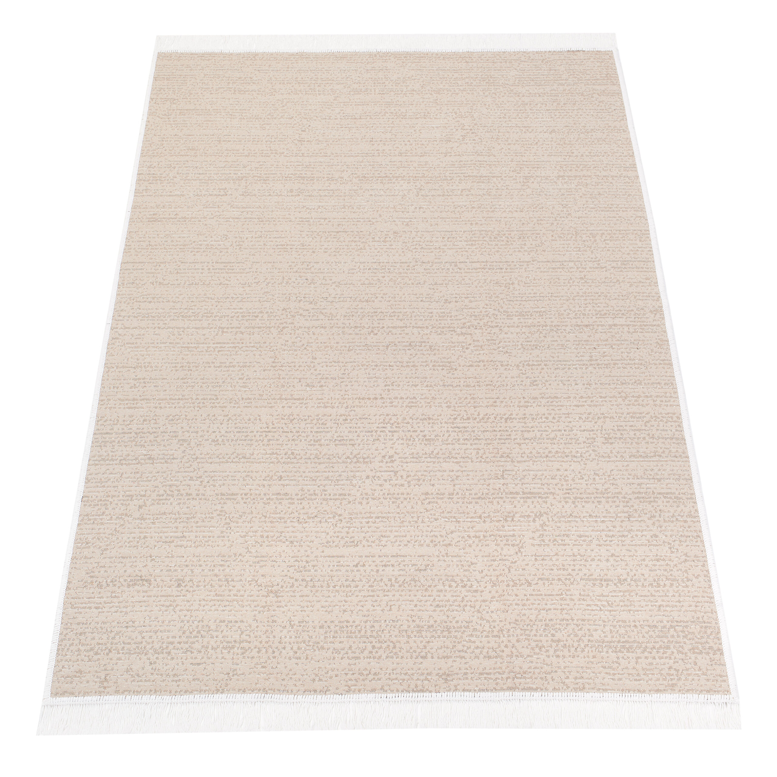 Teppich Azteca Baumwolle Beige mit Fransen