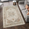 Teppich Retro Grau Blau Rostbraun Floral Vintage