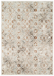 Teppich Retro Grau Blau Rostbraun Mosaik Vintage