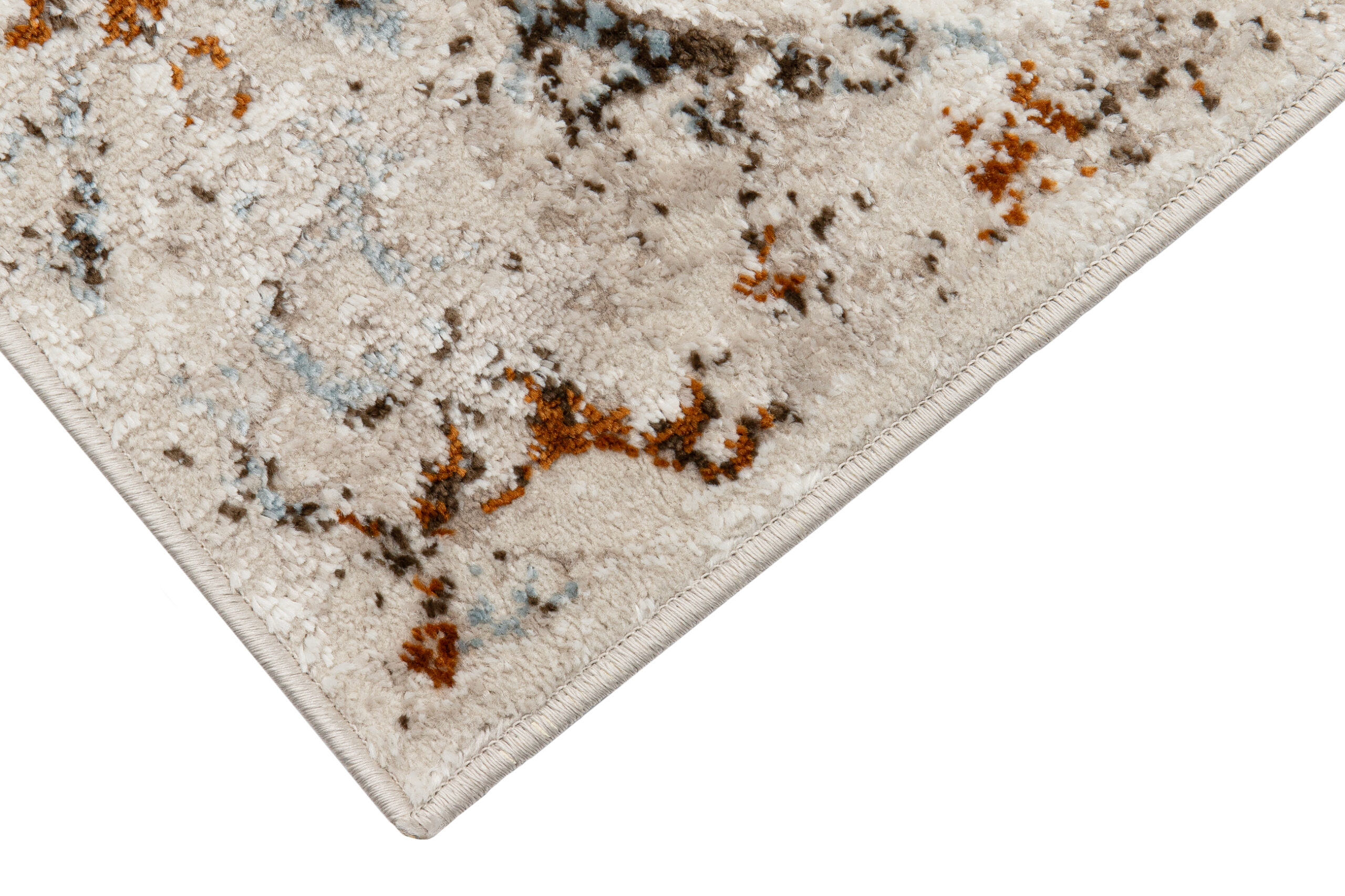 Teppich Retro Grau Blau Rostbraun Mosaik Vintage