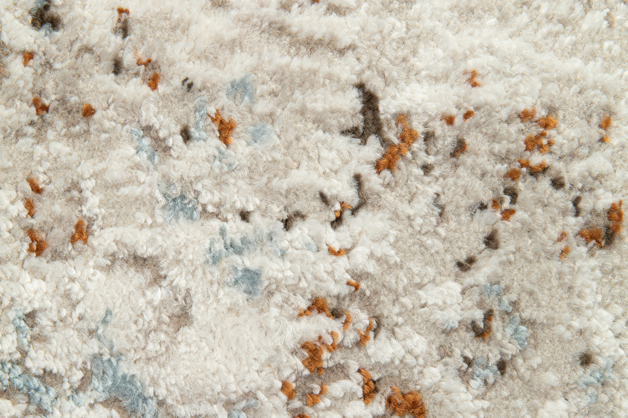 Teppich Retro Grau Blau Rostbraun Mosaik Vintage