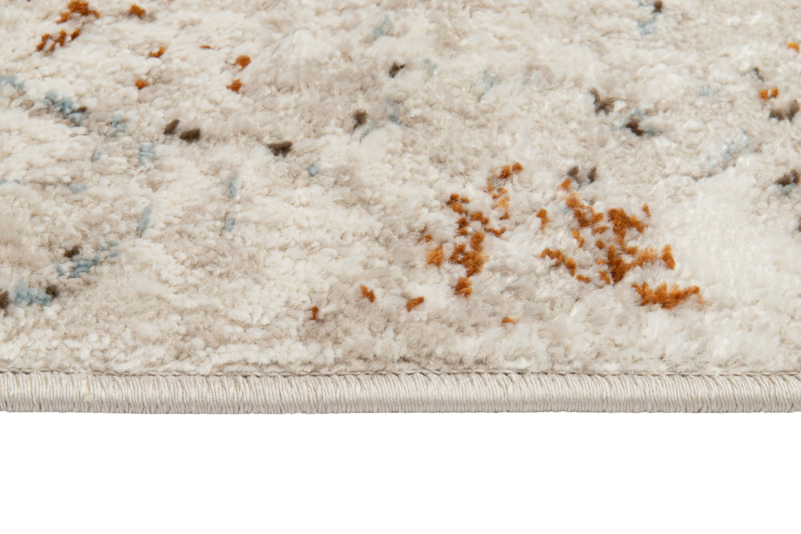 Teppich Retro Grau Blau Rostbraun Mosaik Vintage