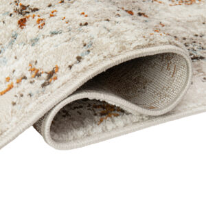 Teppich Retro Grau Blau Rostbraun Mosaik Vintage