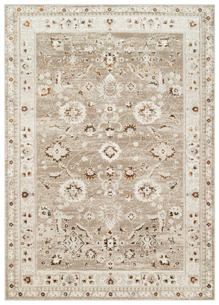 Teppich Retro Grau Rostbraun Vintage Ornamente