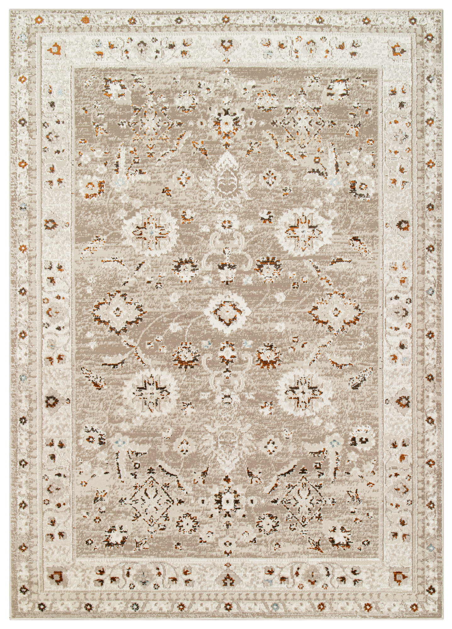 Teppich Retro Grau Rostbraun Vintage Ornamente