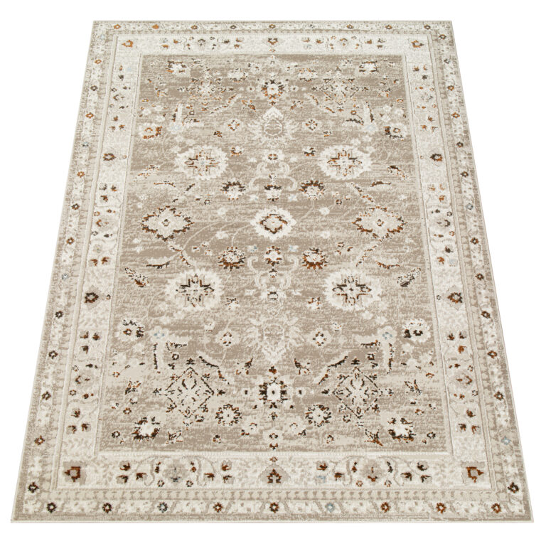 Teppich Retro Grau Rostbraun Vintage Ornamente