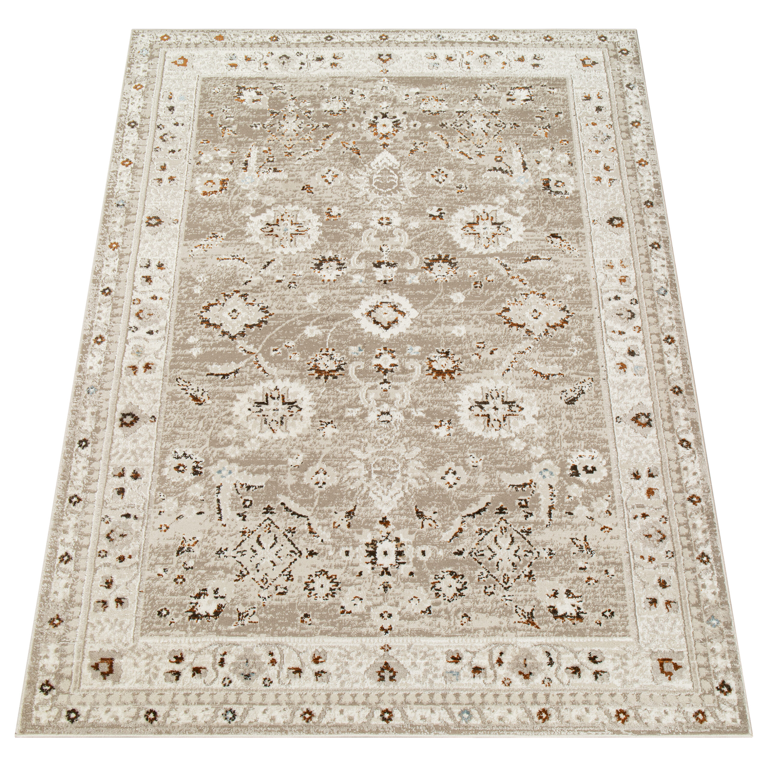 Teppich Retro Grau Rostbraun Vintage Ornamente