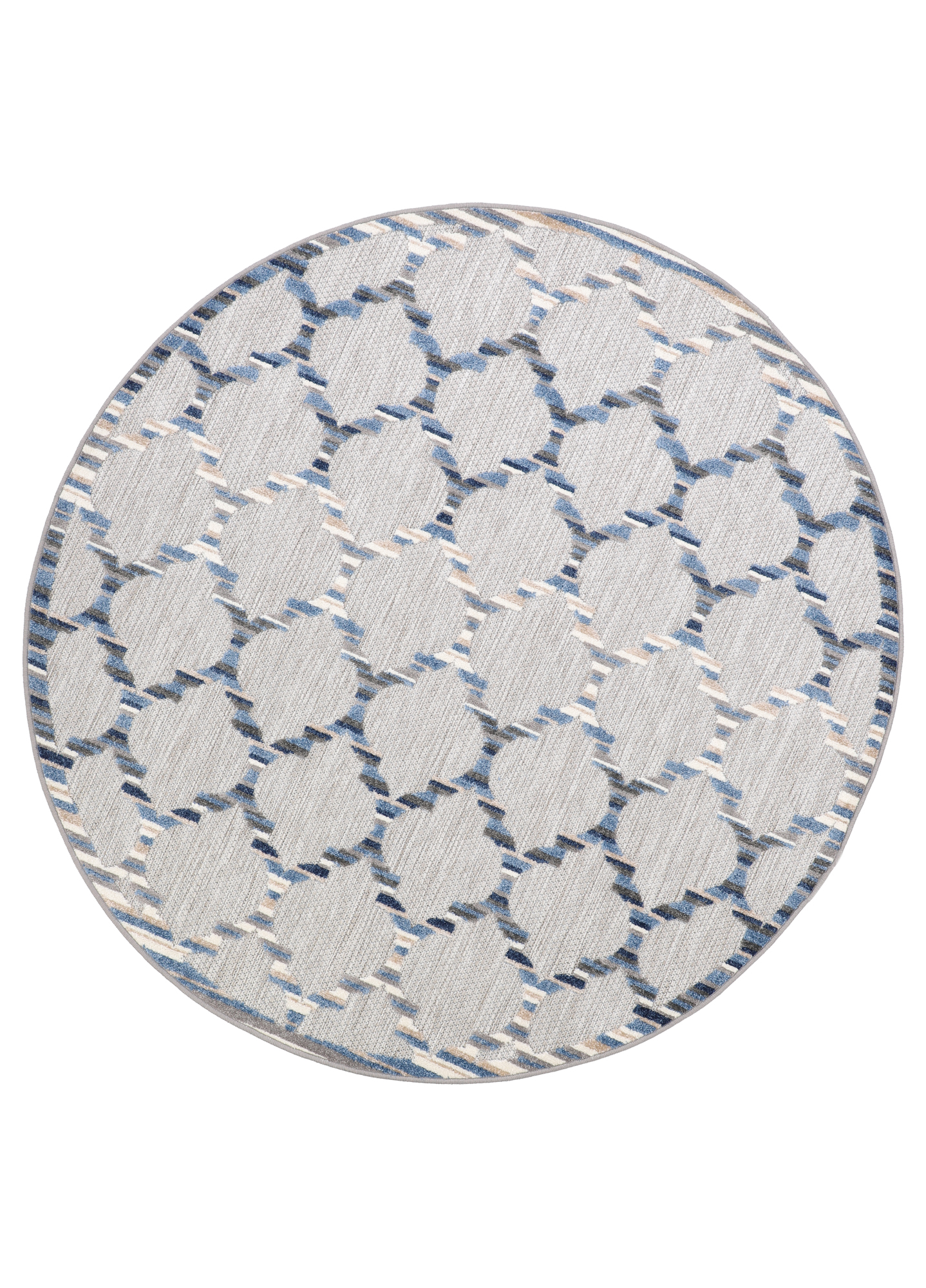 Outdoorteppich Patio Rund Blau Trellis