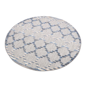 Outdoorteppich Patio Rund Blau Trellis