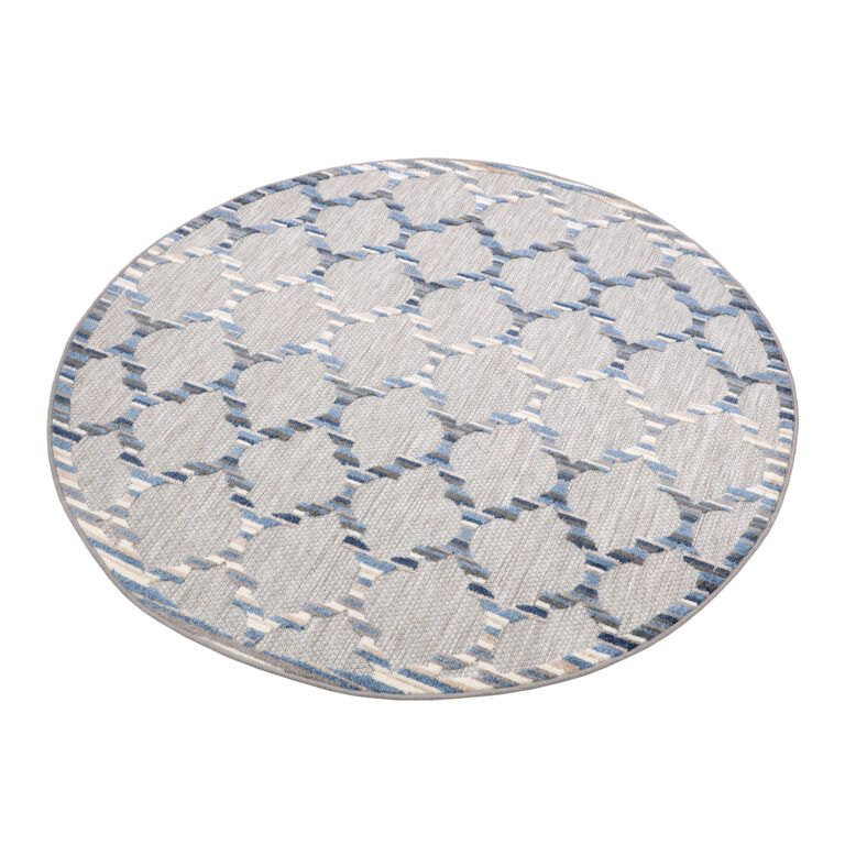 Outdoorteppich Patio Rund Blau Trellis