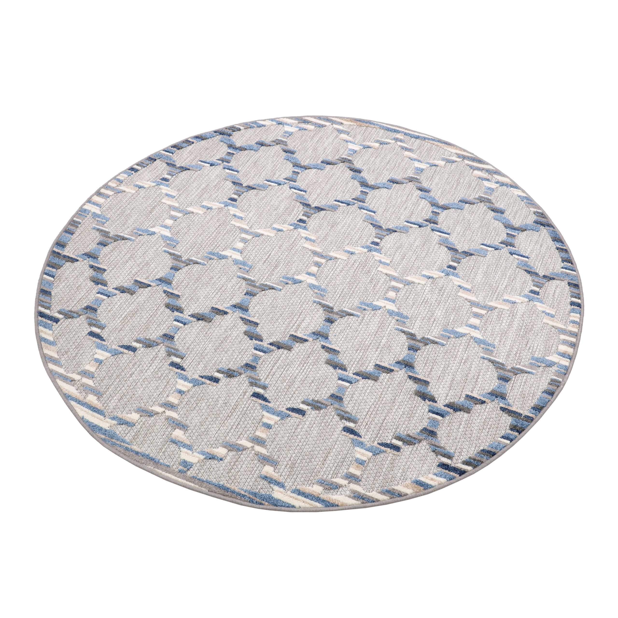 Outdoorteppich Patio Rund Blau Trellis