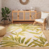 Teppich Outdoor Patio Creme Grün Blätter