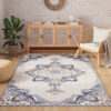 Teppich Outdoor Patio Grau Blau Vintage