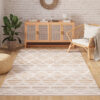 Teppich Outdoor Patio Creme Grau Gitter